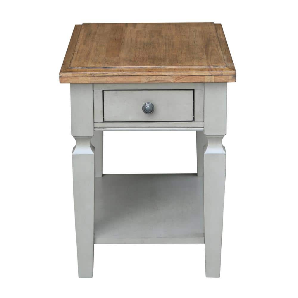 Vista Distressed Hickory and Stone Wood End Table with Storage