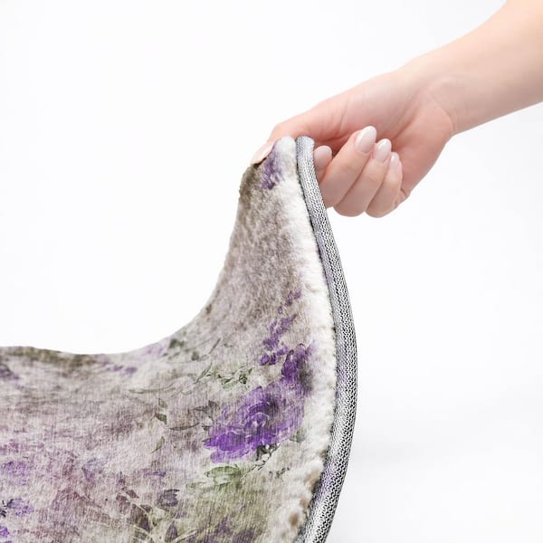 Dream Shag Premium Machine Washable Abstract ADS724 Purple 8 ft. x 8 ft. Round Rug