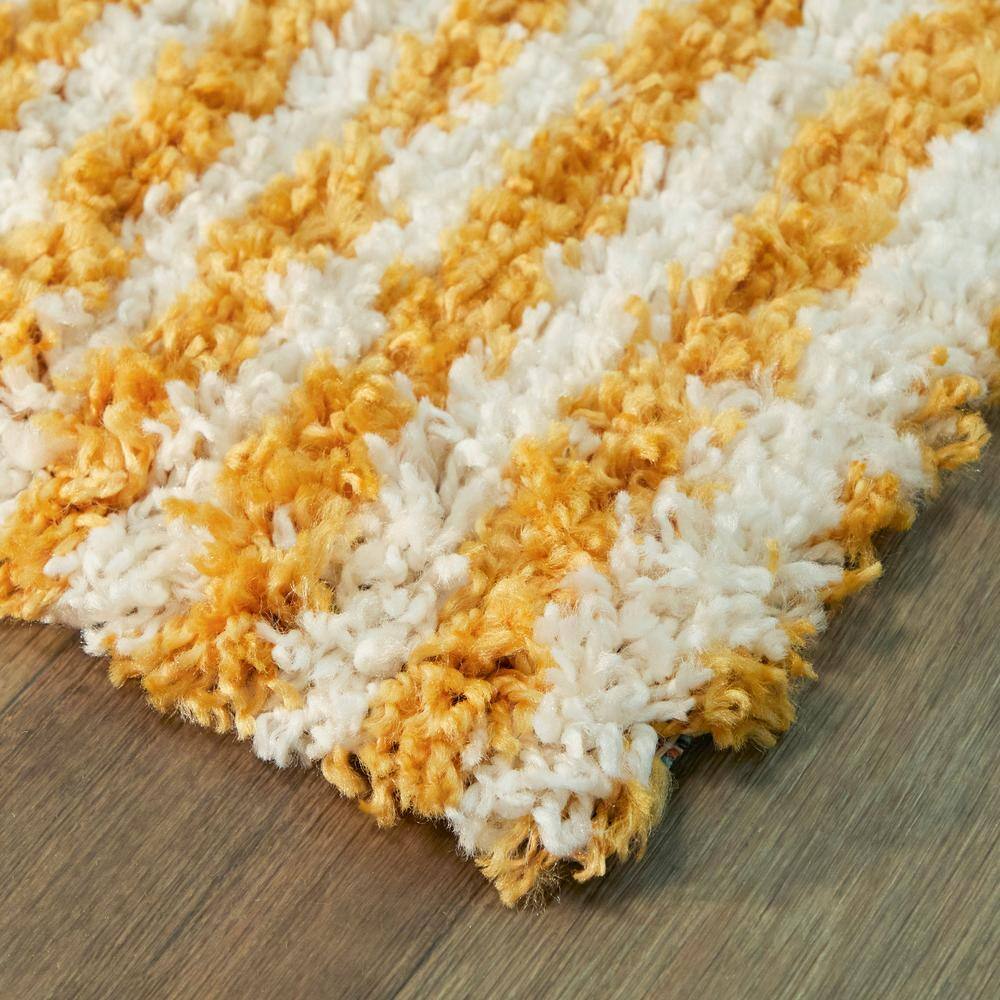 Sundance Striped Shag Area Rug 5' x 7' Orange Synthetic