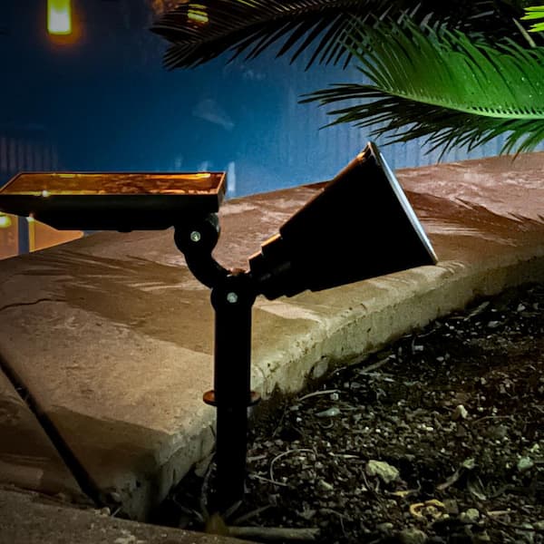 TECHKO 410 Lumens Solar Outdoor Integrated LED Black Spotlight