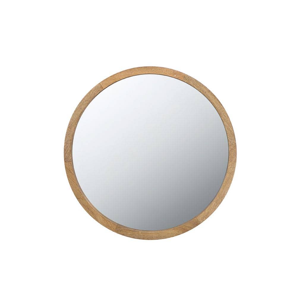 20 in. W x 20 in. H Round Wood Framed Wall Mount Modern Decorative Bathroom