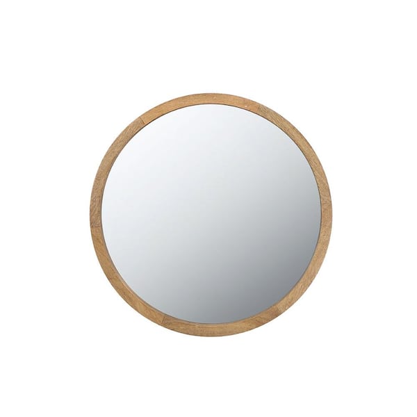 Unbranded 20 in. W x 20 in. H Round Wood Framed Wall Mount Modern Decorative Bathroom Vanity Mirror