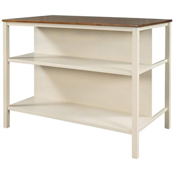 Xspracer Oasis White Wood 45 in. Kitchen Island with 2 Seatings