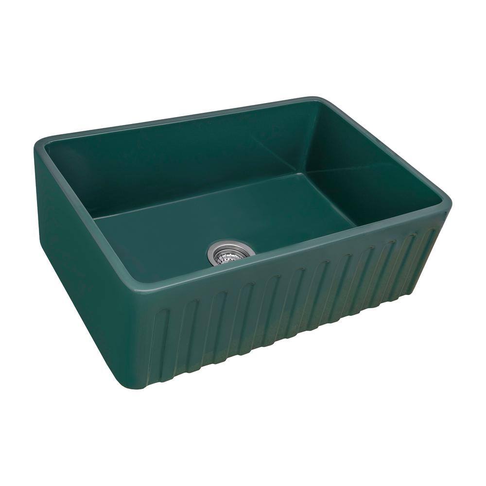 Emerald Green Fireclay Reversible Farmhouse Apron-Front Kitchen Sink