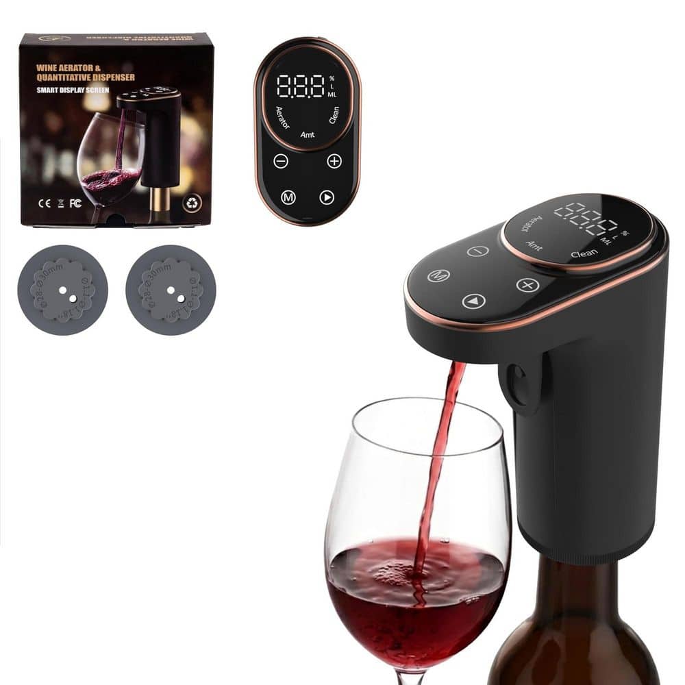 Black Glass Electric Wine Dispenser and Aerator Kitchen Bar Accessory, Smart Precision Pourer, 1 Piece price history on PriceWatchPro
