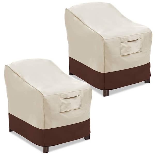 Outdoor Lounge Large Beige and Brown Deep Seat Patio Chair Cover (2-Pack)