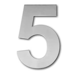6 in. Brushed Stainless Steel Floating Modern House Number 5