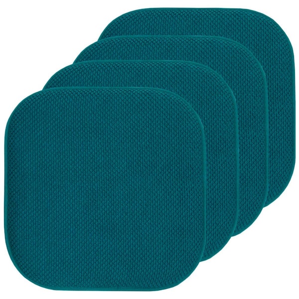 Sweet Home Collection Honeycomb Memory Foam 16 in. W x 16 in. D Square Non-Slip Back Chair Cushion, Blue (4-Pack)