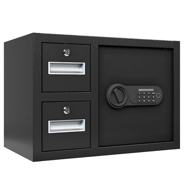 Steel Security Safe and Lock Box with Electronic Keypad-Secure Cash, Jewelry, ID Documents, Black, 1.85 cu. ft.