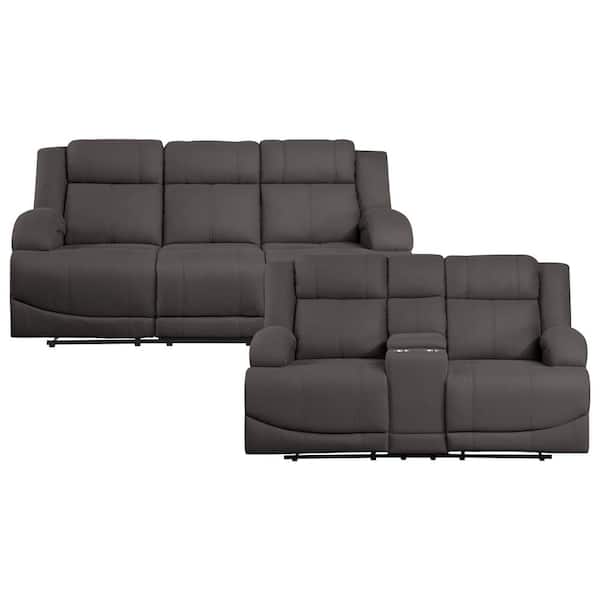 EVERGLADE HOME Darcel 152 in. W Round Arm Microfiber Rectangle Sofa in Brown with 5-Seats