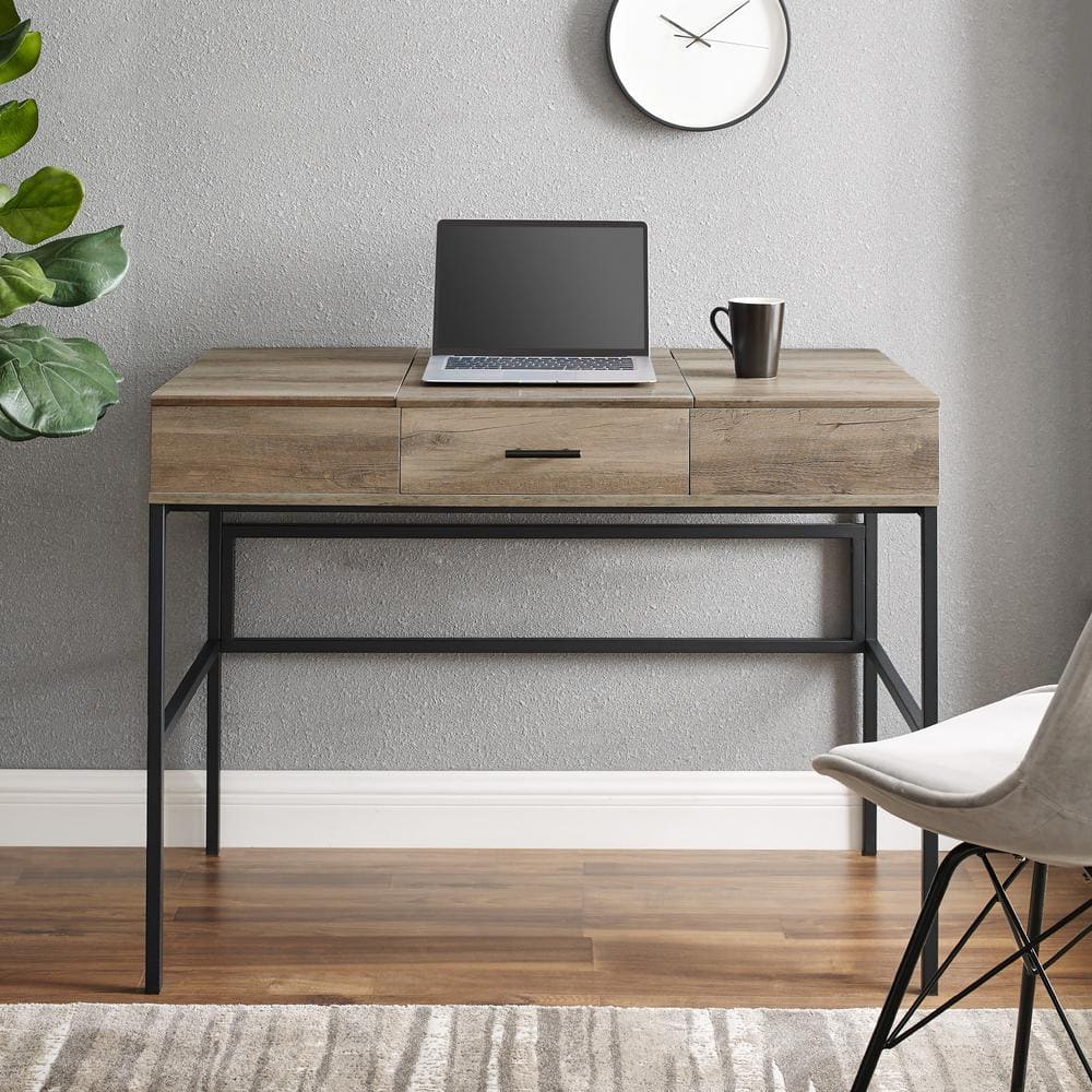 PC/タブレット ディスプレイ Welwick Designs 42 in. Rectangle Grey Wash Wood and Metal 1-Drawer Lift-Top  Computer Desk with Media Stand HD9141 - The Home Depot