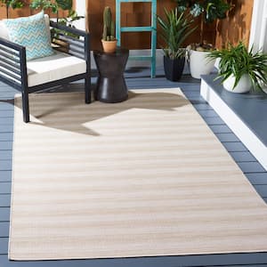 Hampton Natural 9 ft. x 12 ft. Faded Striped Indoor/Outdoor Area Rug