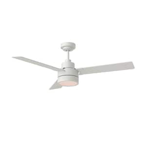 Jovie 52 in. Modern Indoor/Outdoor Matte White Ceiling Fan with White Blades and Integrated LED Light Kit