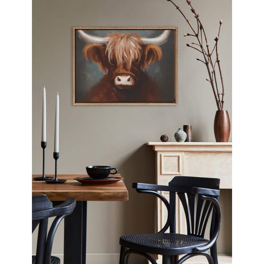 Gold Beaded Frame Highland Cow Canvas Portrait, 18x24