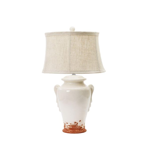 Fangio Lighting 28 in. Eggshell with Terracotta Ceramic Table Lamp