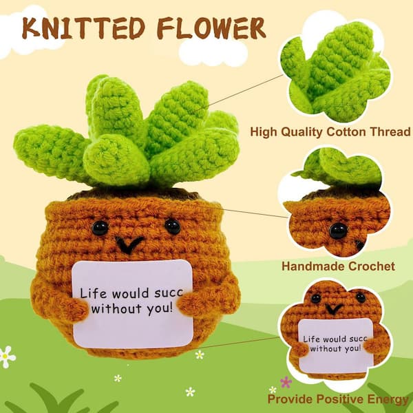 Afoxsos 2.5 in. Crochet Succulent Artificial Plant Emotional