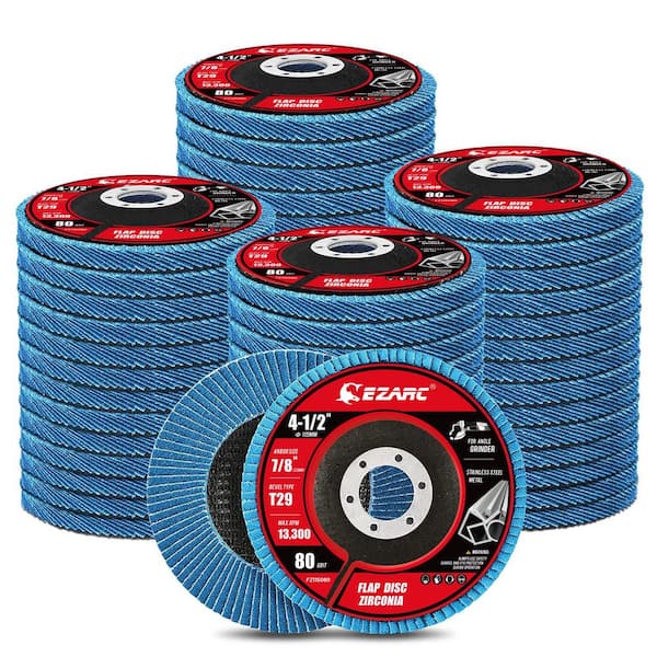 4-1/2 in. 80-Grit Zirconia Grinding and Polishing Flap Disc with Type 29 Conical Design for Angle Grinders (50-Pack)