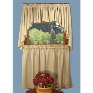 Gold Leaf Solid Rod Pocket Room Darkening Curtain - 57 in. W x 36 in. L (Set of 2)