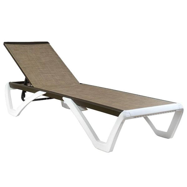 Sudzendf Aluminum Polypropylene Outdoor Lounge Chair with Adjustable Backrest in Brown