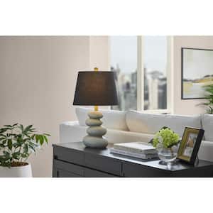 Linus 22.5 in. Gray Indoor Table Lamp with black Fabric Shade