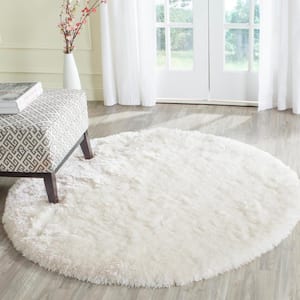 Arctic Shag Ivory 5 ft. x 5 ft. Round Solid Area Rug