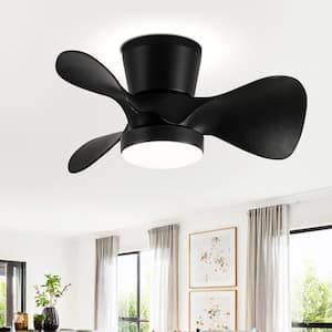 Spacesaver 22 in. Integrated LED Indoor Black Ceiling Fans with Light and Remote Control Included