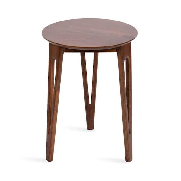 Kate and Laurel Kershaw 16.00 in. Walnut Brown Round Solid Wood End Table
