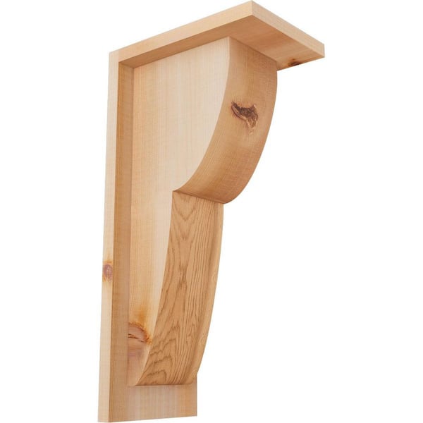 Ekena Millwork 5-1/2 in. x 8 in. x 16 in. Western Red Cedar Crestline Smooth Corbel with Backplate