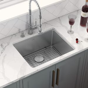 16-Gauge Stainless Steel 23 in. Single Bowl Undermount Workstation Kitchen Sink