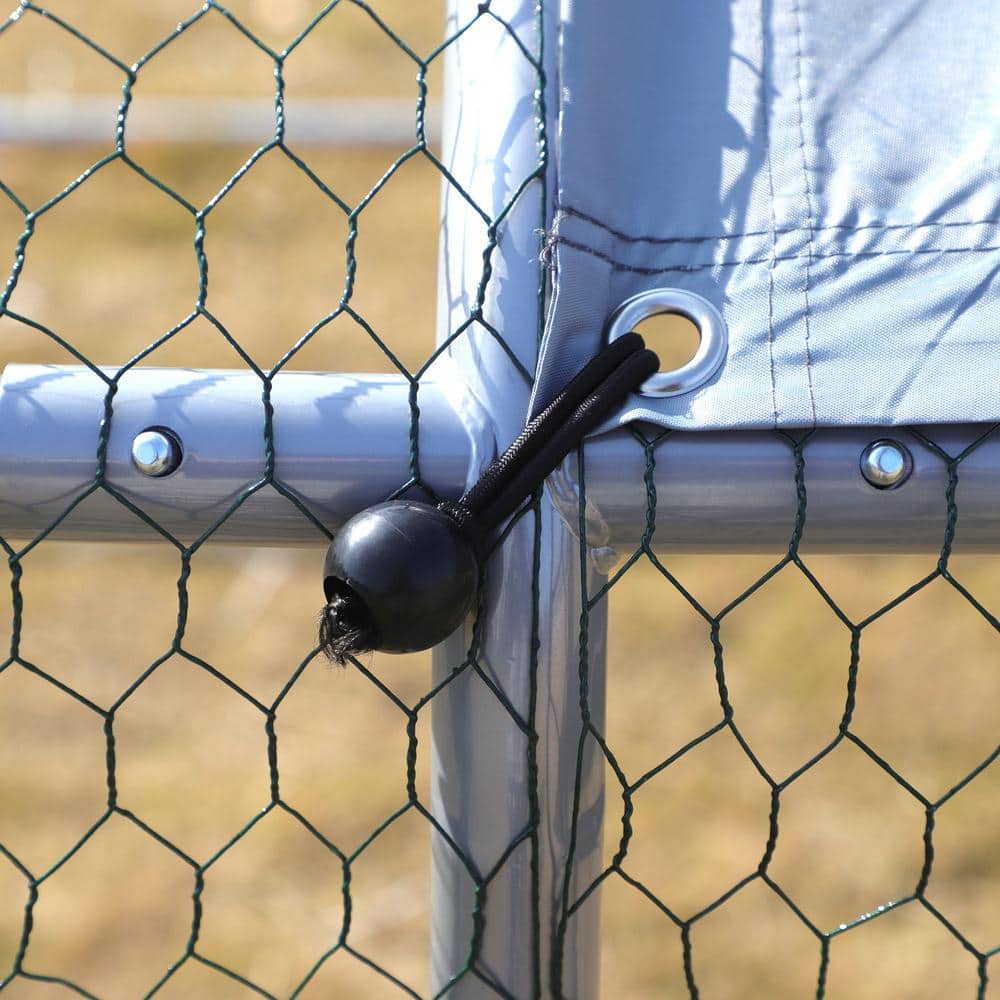Large Galvanized Metal Chicken Coop with Weatherproof Cover