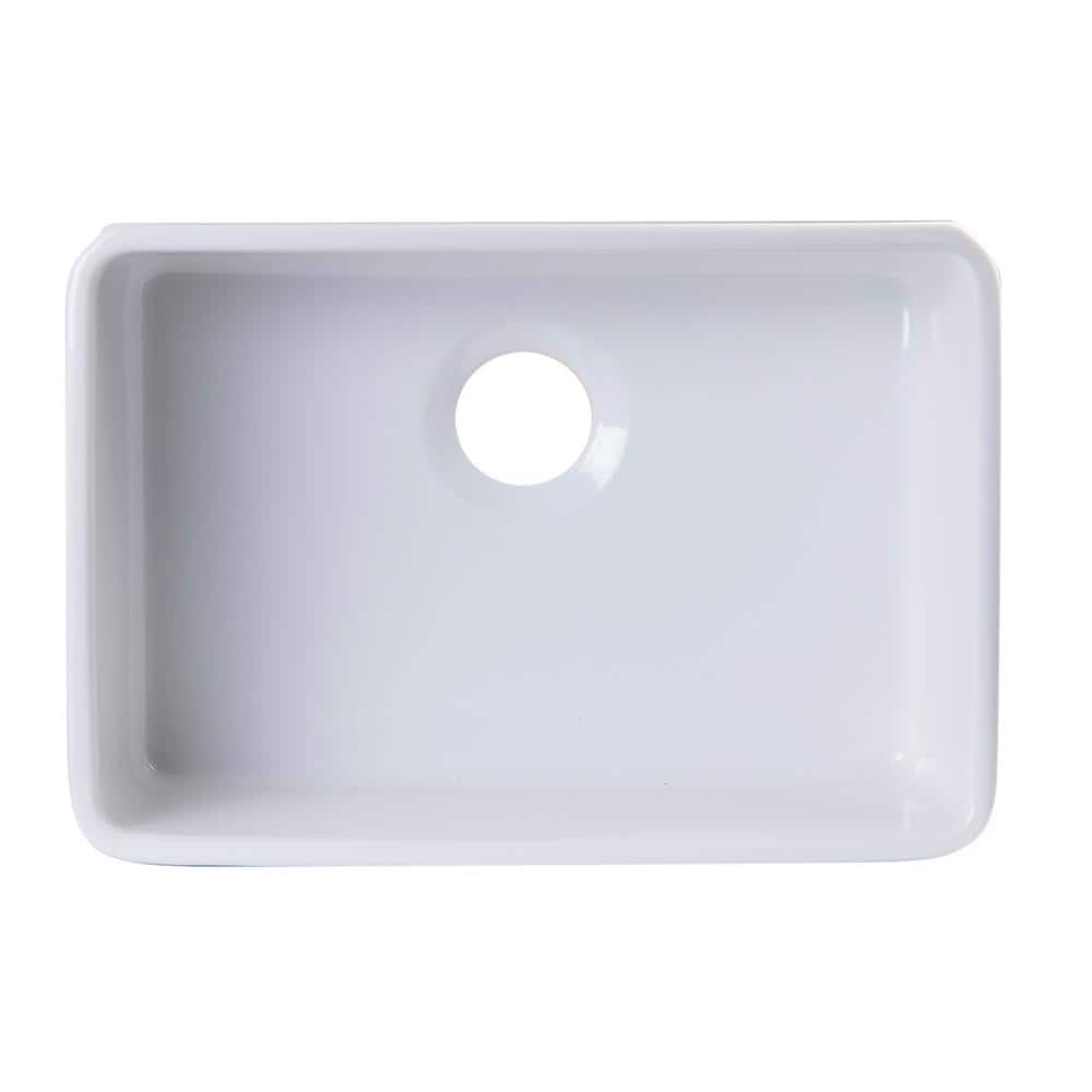White Fireclay Single Bowl Farmhouse Apron Kitchen Sink