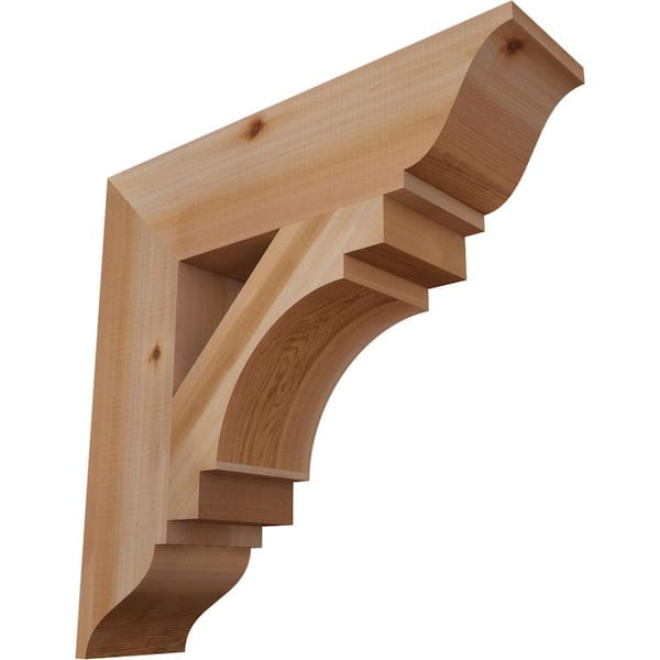 Ekena Millwork 5.5 in. x 24 in. x 24 in. Western Red Cedar Merced Traditional Smooth Bracket