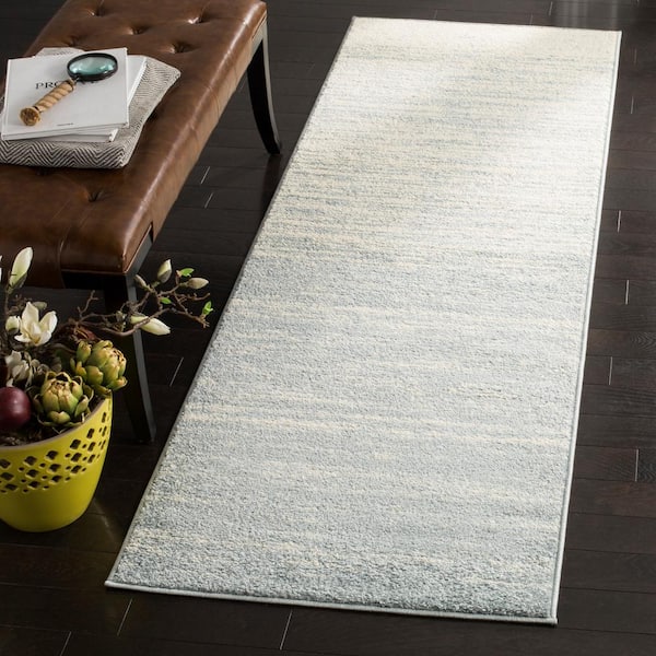 Adirondack Slate/Cream 3 ft. x 22 ft. Solid Runner Rug