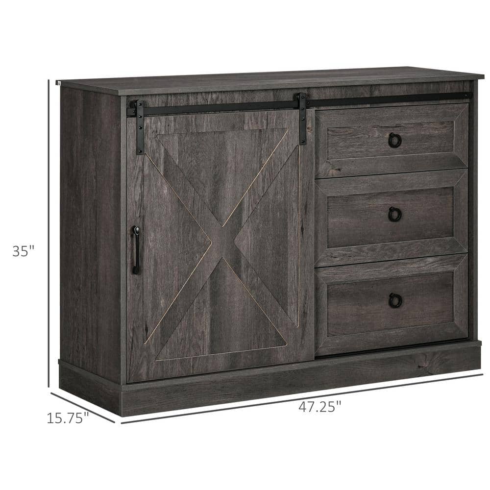 Dark Gray 6-Tier Steel and Wood Buffet Sideboard