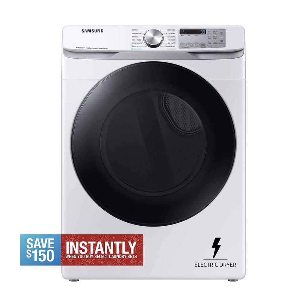 7.5 cu. ft. Smart Stackable Vented Electric Dryer with Steam Sanitize+ in White