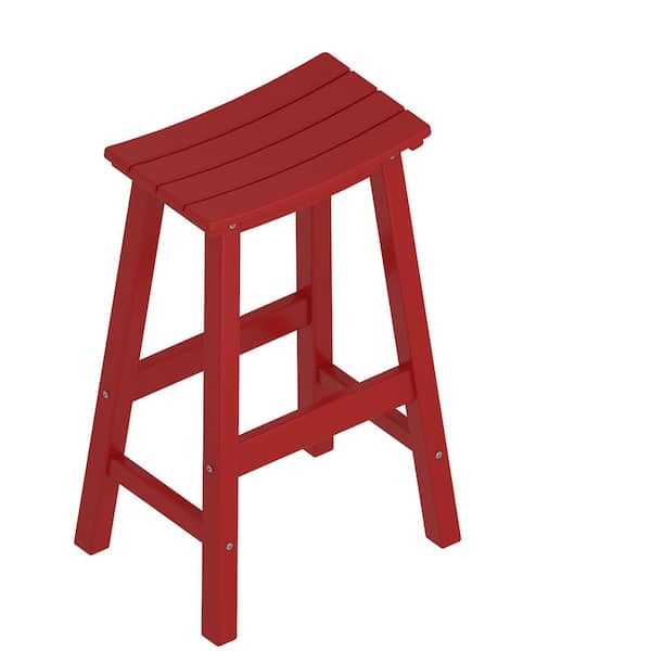 NewTechWood HDPE Plastic Outdoor Bar Stool in Ruby Red