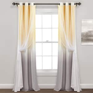 Umbre Fiesta 38 in. W x 84 in. L Sheer Light Filtering Window Curtain Panel with Yellow/Gray Single