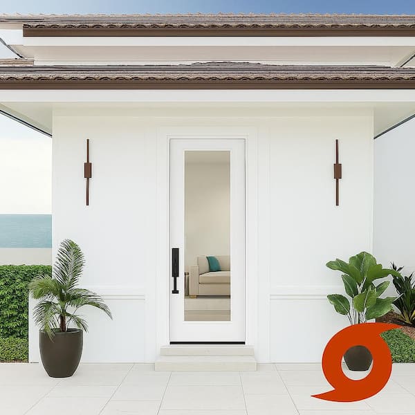 Palisade 36 in. x 96 in. Full Lite Clear Impact Glass RHIS Unfinished Fiberglass Prehung Front Door with 4-9/16 Jamb