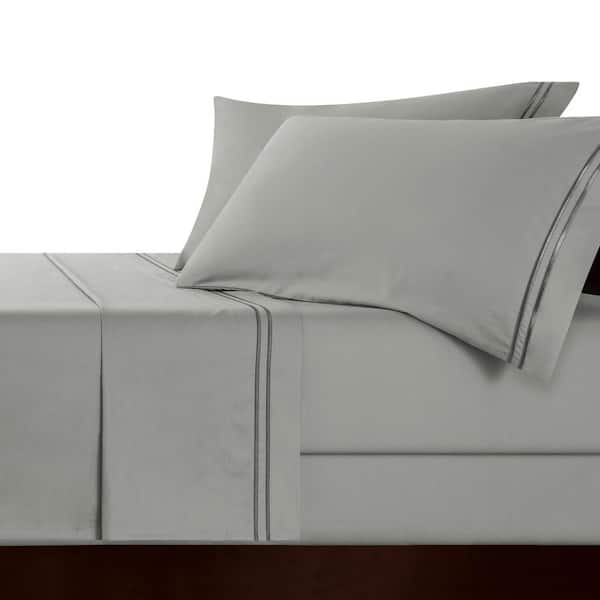 SUBRTEX 4-Piece Light Gray Solid Tencel Full Sheet Set, Breathable and Cooling