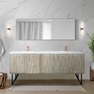 Lancy 80 in W x 20 in D Rustic Acacia Double Bath Vanity, Cultured Marble Top and Rose Gold Faucet Set