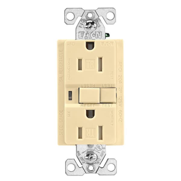 Eaton 15 Amp 125-Volt Tamper Resistant AFCI Duplex Receptacle, Ivory