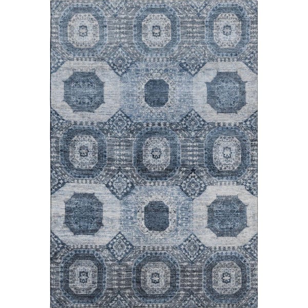 Mayfield Premium Machine Washable Abstract AMF1926 Blue 10 ft. x 14 ft. Area Rug