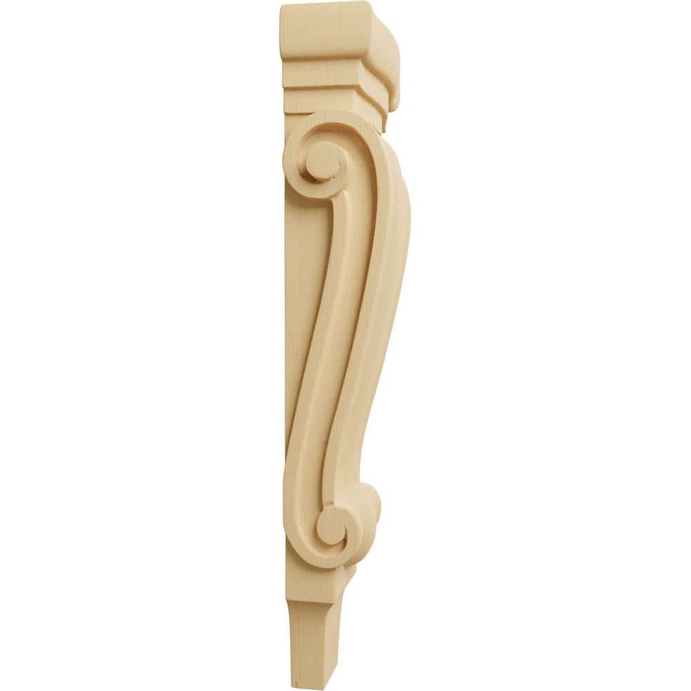 Medium Unfinished Alder Wood Traditional Pilaster Corbel