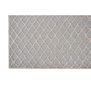 B1744 Grey 5 ft. x 8 ft. Hand Tufted Looped High and Low Wool Area Rug