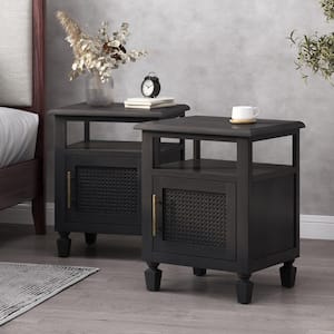 Trillium Dark Gray Nightstand with Cabinet (Set of 2) 24 in. H x 19.5 in. W x 15.75 in. D