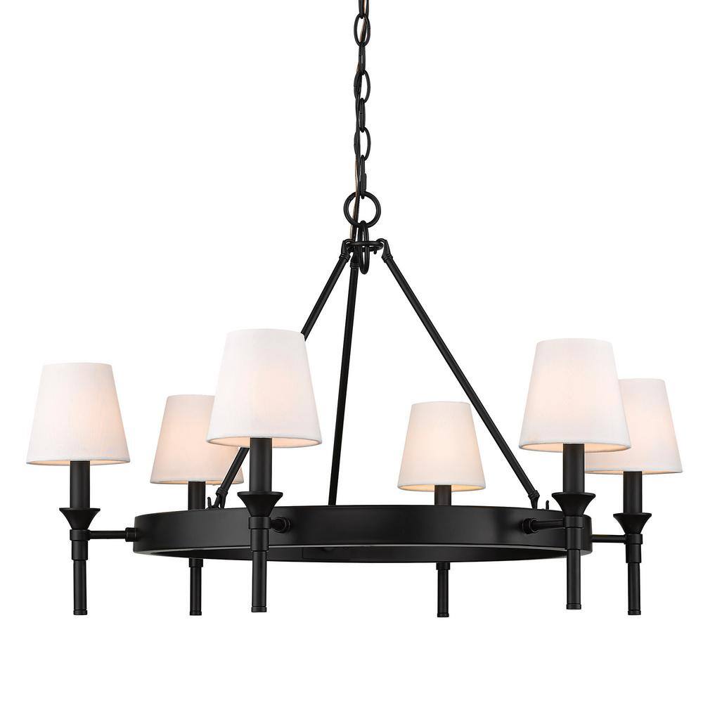 Edinburgh 30" Black Iron 6-Light Candle Chandelier
