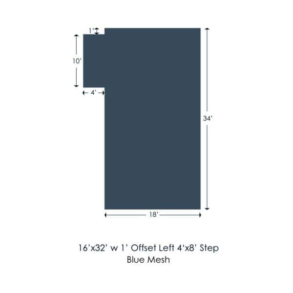 Blue Mesh Rectangular In-Ground Pool Safety Cover with Left Offset