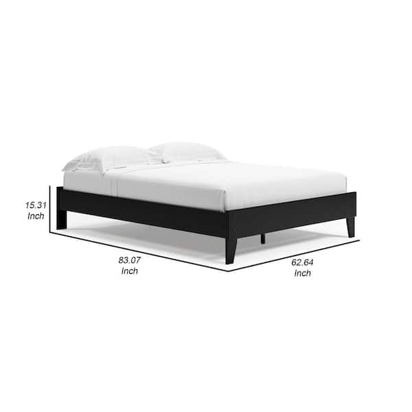 Benjara Black Wooden Frame Queen Platform Bed with Platform Style