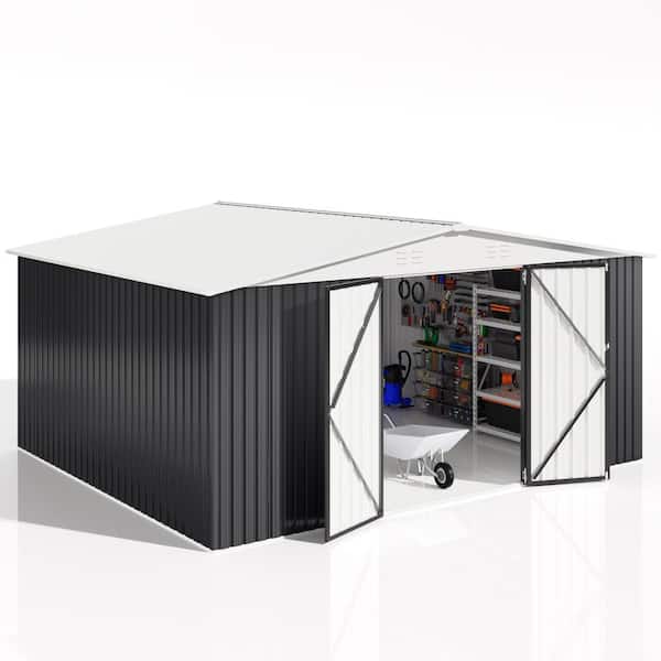 VIWAT 14 ft. W x 12 ft. D Metal Outdoor Storage Garden Tool Steel