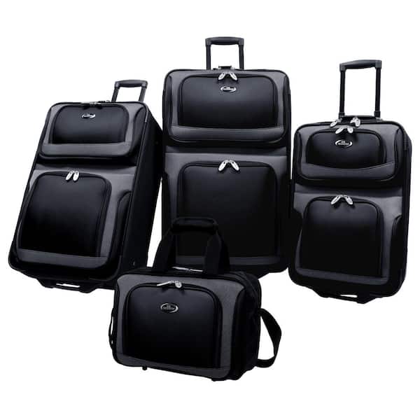 U.S. Traveler New Yorker 4-Piece Luggage Set in Black